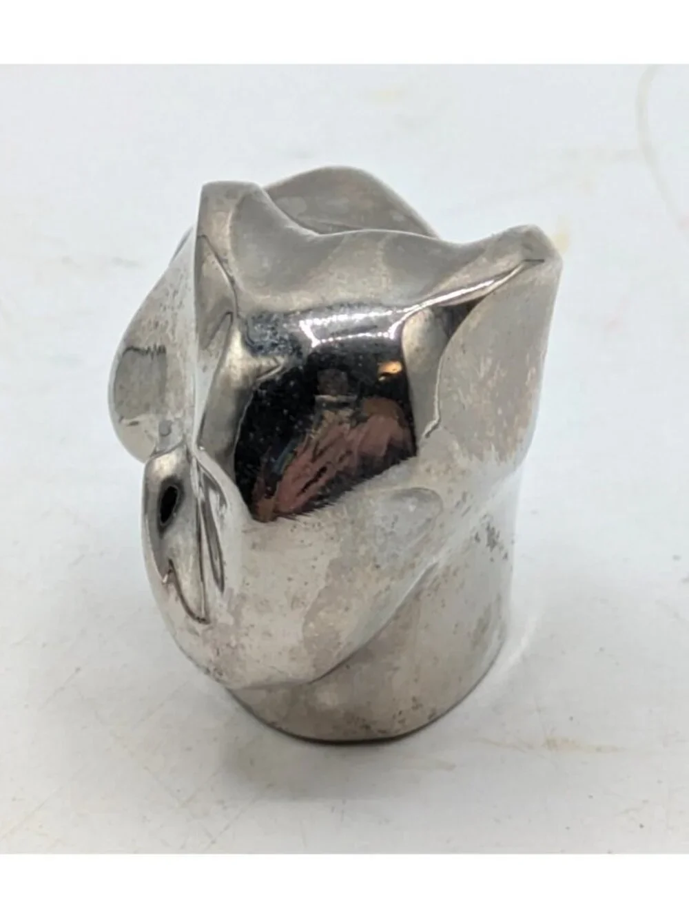 Dansk Mom and Baby Elephant Miniature Paperweights Figurines Chrome Silver